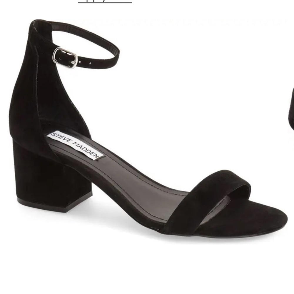 NWT STEVE MADDEN IRENEE BLACK SUEDE SZ 7.5 BLOCK HEEL LOW